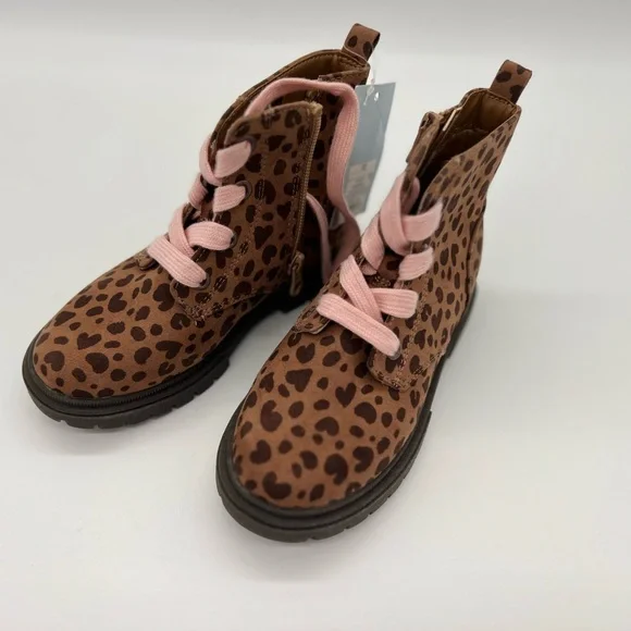 Cat & Jack Toddler Girls' Amaya Zipper Lace-Up Combat Boots Brown - Picture 4 of 6